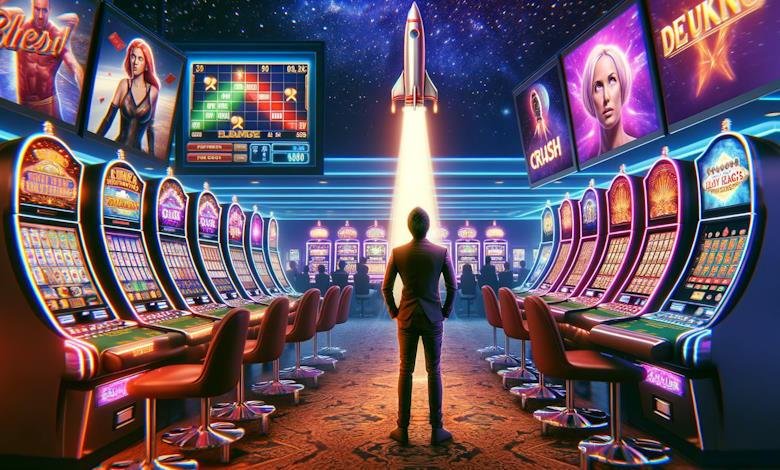 Tangan pemain mengoperasikan perangkat dengan permainan casino virtual